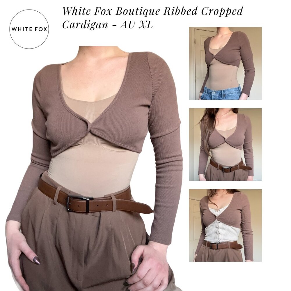 White Fox Boutique Ribbed Cropped Cardigan
